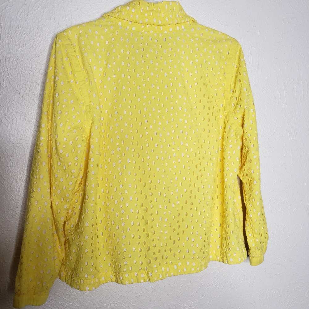 Ruby Rd. Yellow Holed Jacket With Pockets Zip Up … - image 7